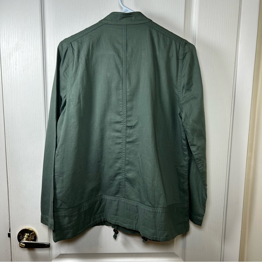 Eileen Fisher Organic Brushed Cotton Hemp Relaxed GREEN Jacket Size Small Petite - Picture 10 of 12